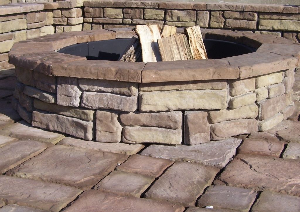 Random Stone Stacked Fire Pit, Square Stone Wood Burning Fire Pit Kits