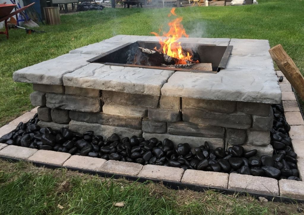 Random Stone Stacked Fire Pit, Colored Stones For Fire Pit